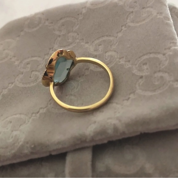 14k Sz 6 Yellow Gold Topaz Clover Ring - Picture 3 of 4